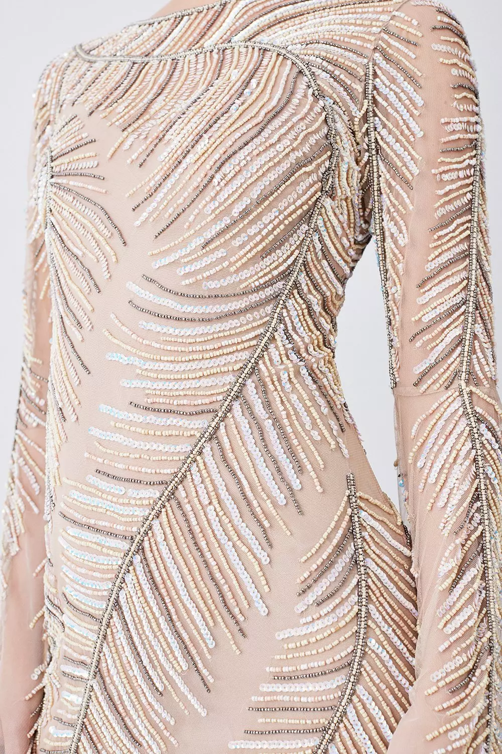 Petite Feather Crystal Embellished Maxi Dress | Karen Millen